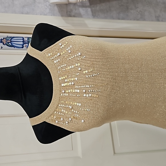 Midnight Velvet Tops - MIDNIGHT VELVET, SZ. L, Gold, Embellished, Ribbed, Tank top. Like new condition!